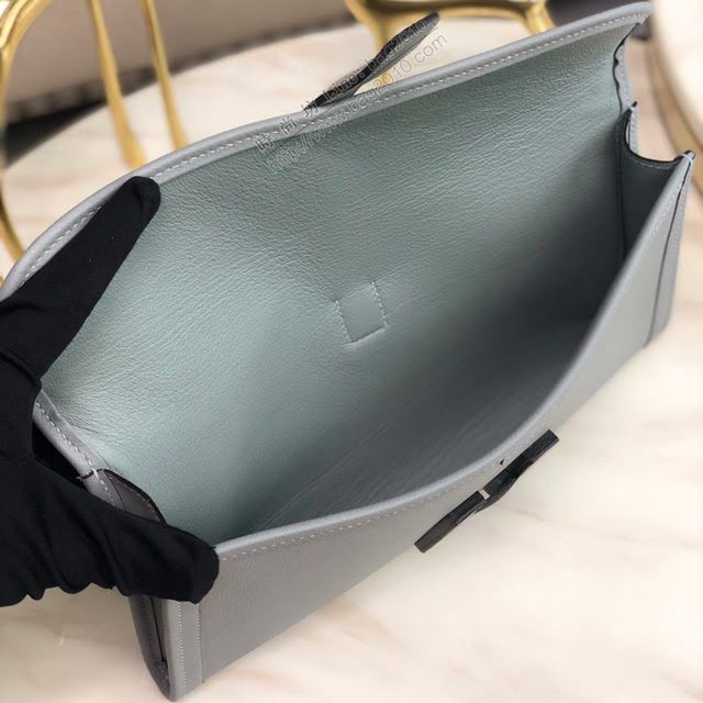Hermes女包 愛馬仕手包Jige 原版密蠟線 Hermes手拿包 冰川藍  am1842